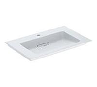 Geberit ONE - Meuble-lavabo 75x48x13 cm, trop-plein caché, avec trou pour robinetterie, sortie horizontale, KeraTect, blanc 505.004.00.1