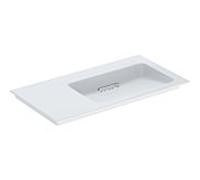 Geberit ONE - Meuble-lavabo 90x48x13 cm, trop-plein caché, sans trou pour robinetterie, sortie horizontale, KeraTect, blanc 505.013.00.1