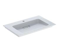 Geberit ONE - Meuble-lavabo 75x48x13 cm, trop-plein caché, avec trou pour robinetterie, sortie horizontale, KeraTect, blanc 505.004.00.1