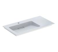 Geberit ONE - Meuble-lavabo 90x48x13 cm, trop-plein caché, avec trou pour robinetterie, sortie horizontale, KeraTect, blanc 505.007.00.1