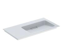Geberit ONE - Meuble-lavabo 90x48x13 cm, trop-plein caché, sans trou pour robinetterie, sortie horizontale, KeraTect, blanc 505.013.00.1