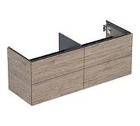 Geberit One meuble sous-vasque 505266006 133,2x50,4x47cm, 4 tiroirs, structure en bois hickory noyer/mélamine