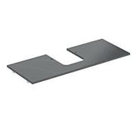 Geberit One plan de lavabo 505105002 120x2x47cm, découpe au milieu, grès, aspect marbre noir/mat