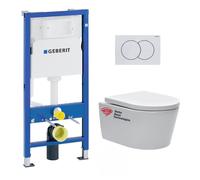 Geberit - pack Bati-support Geberit UP100 + plaque Delta01 blanche + cuvette suspendue SAT sans bride et fixations invisibles