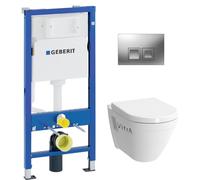 Geberit - pack Bati-support Geberit UP100 + plaque Delta50 + cuvette Vitra avec bride S50 + abattant softclose (S50geb2)
