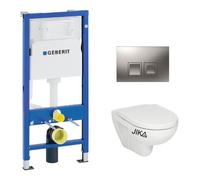 Geberit - Pack WC Bati Geberit duofix UP100 + Cuvette Jika (groupe Roca) + Plaque de commande Delta50 chrome mat