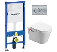 Geberit - Pack WC Bati-support Geberit + WC Swiss Aqua Technologies Infinitio sans bride + plaque Delta20 chrome mat (InfinitioGeb9)
