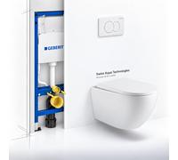 Geberit - Pack WC suspendu avec bâti support Geberit Duofix Delta et cuvette Swiss Aqua Technologies Fusion Rim Ex
