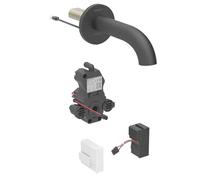Robinetterie de lavabo Geberit Piave, saillie 220mm, avec mélangeur, alimentation secteur, pour boîtier de fonction encastré, 116.282.14.1, Couleur: noir mat, revêtement easy-to-clean
