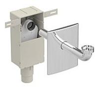 Geberit piège à odeurs Geberit 151120211 d = 50 / 56mm, boîte de montage mural et kit préfabriqué, horizontal, plastique, chromé brillant