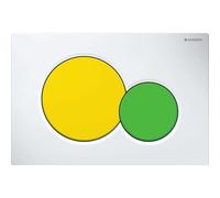 Geberit - Plaque de chasse d'eau Geberit - Plaque de déclenchement blanche avec touche jaune et verte Sigma01 pour bâti-support Duofix - Geberit