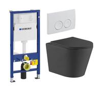 Geberit QeramiQ Dely Pack WC - réservoir Geberit UP100 - plaque de commande Blanc brillant - WC - abattant - noir mat SW730486/SW1237473/SW1026253/SW1000768