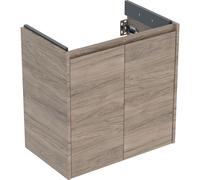 Geberit Renova Compact meuble sous lavabo, avec deux portes, 59,7x60,3x36,7cm, 504085JR1, Couleur: Noyer hickory / mÃ©lamine structure bois - CM