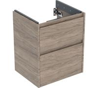 Geberit Renova Plan armoire sous lavabo, avec deux tiroirs, 50,4x60,6x40,5cm, 504025JR1, Couleur: Noyer hickory / mÃ©lamine structure bois - CM
