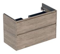 Geberit Renova Plan armoire sous lavabo, avec deux tiroirs, 94,8x60,6x44,6cm, 504032JR1, Couleur: Noyer hickory / mÃ©lamine structure bois - CM