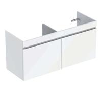 Geberit Meuble sous-vasque Renova Plan 122,6×60,6×44,6 cm double vasque 2 tiroirs blanc laqué