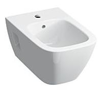 Geberit Renova Plan mural Bidet 500380018 KeraTect/ blanc , forme partiellement fermée, avec trop-plein