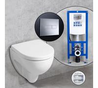 Geberit Renova Plan Compact Pack complet cuvette suspendue et bâti-support neeos,, 203245000+16601CR#SET,