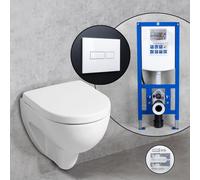 Geberit Renova Plan Compact Pack complet cuvette suspendue et bâti-support neeos,, 203245000+16601WH#SET,