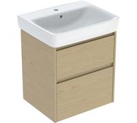 Geberit Renova Plan ensemble lavabo avec meuble sous lavabo, 2 tiroirs, 60x69,7x44,6cm, 504.036.PS.1, Couleur: Chêne naturel / structure du bois mélaminé