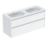 Geberit Ensemble lavabo double Renova Plan 504042011, 2 tiroirs, blanc/vernis satiné