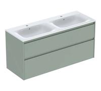 Geberit Ensemble lavabo Renova Plan 504042IK1 – double, 130×62,1×48cm, 2 tiroirs, vert salé/blanc