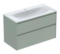 Geberit Meuble-lavabo Renova Plan 504041IK8 – 100 cm, 2 tiroirs, vasque blanc KeraTect, vert salé