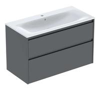 Ensemble meuble-lavabo Geberit Renova Plan 504041JK1, largeur 100 cm, structure et façade en laque satinée, vasque blanche