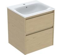 Ensemble meuble-lavabo Geberit Renova Plan 504038PS1, largeur 55 cm, structure en chêne naturel et mélaminé, vasque blanche