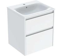 Geberit Renova Plan Ensemble lavabo pour meuble bord étroit, avec meuble sous lavabo, 2 tiroirs, 55x62,1x48cm, 504.038.01.1, Couleur: Lavabo: blanc, façade/carcasse: blanc/vernis satiné