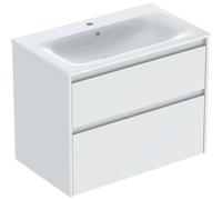 Geberit Renova Plan Ensemble lavabo pour meuble bord étroit, avec meuble sous lavabo, 2 tiroirs, 80x62,1x48cm, 504040001, Couleur: Lavabo: blanc, façade/carcasse: blanc/laqué satiné - CM