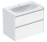 Geberit Renova Plan Ensemble lavabo pour meuble bord étroit, avec meuble sous lavabo, 2 tiroirs, 80x62,1x48cm, 504040011, Couleur: Lavabo: blanc, façade/carcasse: blanc/vernis satiné - CM
