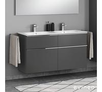 Geberit Renova Plan Slim Double vasque, meuble sous-vasque ineo4 d'evineo l : 130 cm, 4 tiroirs, avec poignée,, 122230600+BE0235AN,