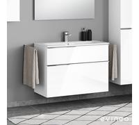 Geberit Renova Plan Slim Vasque, meuble sous-vasque ineo4 d’evineo l : 100 cm, 2 tiroirs, avec poignée,, 122200000+BE0229WH,