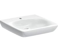 Geberit Selnova Comfort - Lavabo 55x55 cm, pour personne à mobilité réduite, avec un trou de robinetterie, sans trop-plein, blanc 500.187.01.7