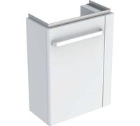 Geberit Selnova Compact - Meuble pour lavabo, 45x25x60 cm, 1 porte, charnières à gauche, blanc brillant / blanc mat 501.498.00.1
