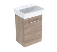 Geberit Selnova Square - Meuble avec lavabo, 45x65x32 cm, 1 porte, G/D, noix de hickory 502.748.00.1