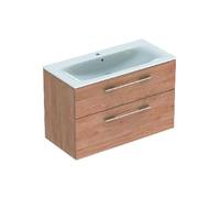 Geberit Selnova Square - Meuble lavabo 635x988x480 mm, avec lavabo, 2 tiroirs, noyer caryer clair 501.247.00.1