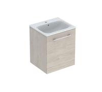 Geberit Selnova Square - Meuble-vasque 64x54x48 cm, avec vasque, 1 porte, noyer clair hickory 501.251.00.1