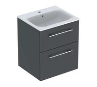 Geberit Selnova Square - Meuble-vasque 64x54x48 cm, avec vasque, 2 tiroirs, gris velouté mat 501.233.00.1