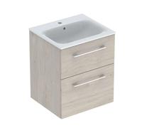 Geberit Selnova Square - Meuble-vasque 64x54x48 cm, avec vasque, 2 tiroirs, noyer clair hickory 501.235.00.1