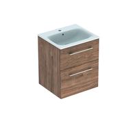Geberit Selnova Square - Meuble-vasque 64x54x48 cm, avec vasque, 2 tiroirs, noyer hickory 501.234.00.1