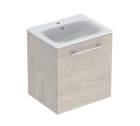 Geberit Selnova Square - Meuble-vasque 64x59x48 cm, avec vasque, 1 porte, noyer clair hickory 501.255.00.1