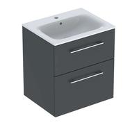 Geberit Selnova Square - Meuble-vasque 64x59x48 cm, avec vasque, 2 tiroirs, gris velouté mat 501.237.00.1