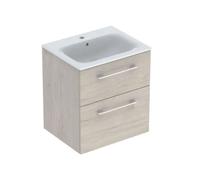 Geberit Selnova Square - Meuble-vasque 64x59x48 cm, avec vasque, 2 tiroirs, noyer clair hickory 501.239.00.1