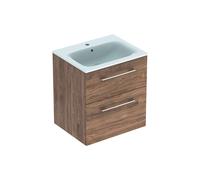Geberit Selnova Square - Meuble-vasque 64x59x48 cm, avec vasque, 2 tiroirs, noyer hickory 501.238.00.1