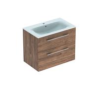 Geberit Selnova Square - Meuble-vasque 64x79x48 cm, avec vasque, 2 tiroirs, noyer hickory 501.242.00.1