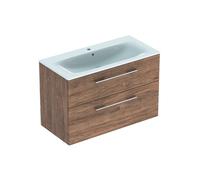 Geberit Selnova Square - Meuble-vasque 64x99x48 cm, avec vasque, 2 tiroirs, noyer hickory 501.246.00.1