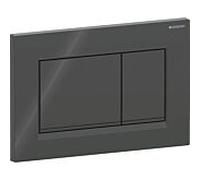 Geberit Sigma 20 Square Plaque d'actionnement 115883DW1 Plaque/bouton noir brillant, bandes noir mat, pour double chasse, plastique