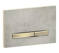Geberit Sigma 50 Square Plaque d'actionnement 115672JV2 Plaque de recouvrement aspect béton, plaque/bouton en laiton, pour double chasse